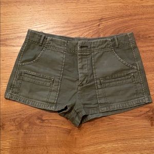 Free People Green Distressed Cotton Shorts